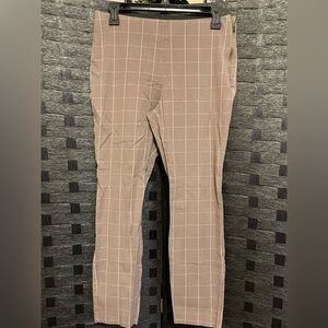 A New Day Plaid High Rise Skinny Ankle Pants Size 6 stretchy zip side brown